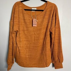 Grace Emma Ribbed Sweater Size Large Rust Orange Fall New with Tags